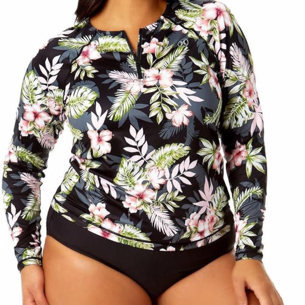 Hurley Tropical Print Rash Guard Size Large